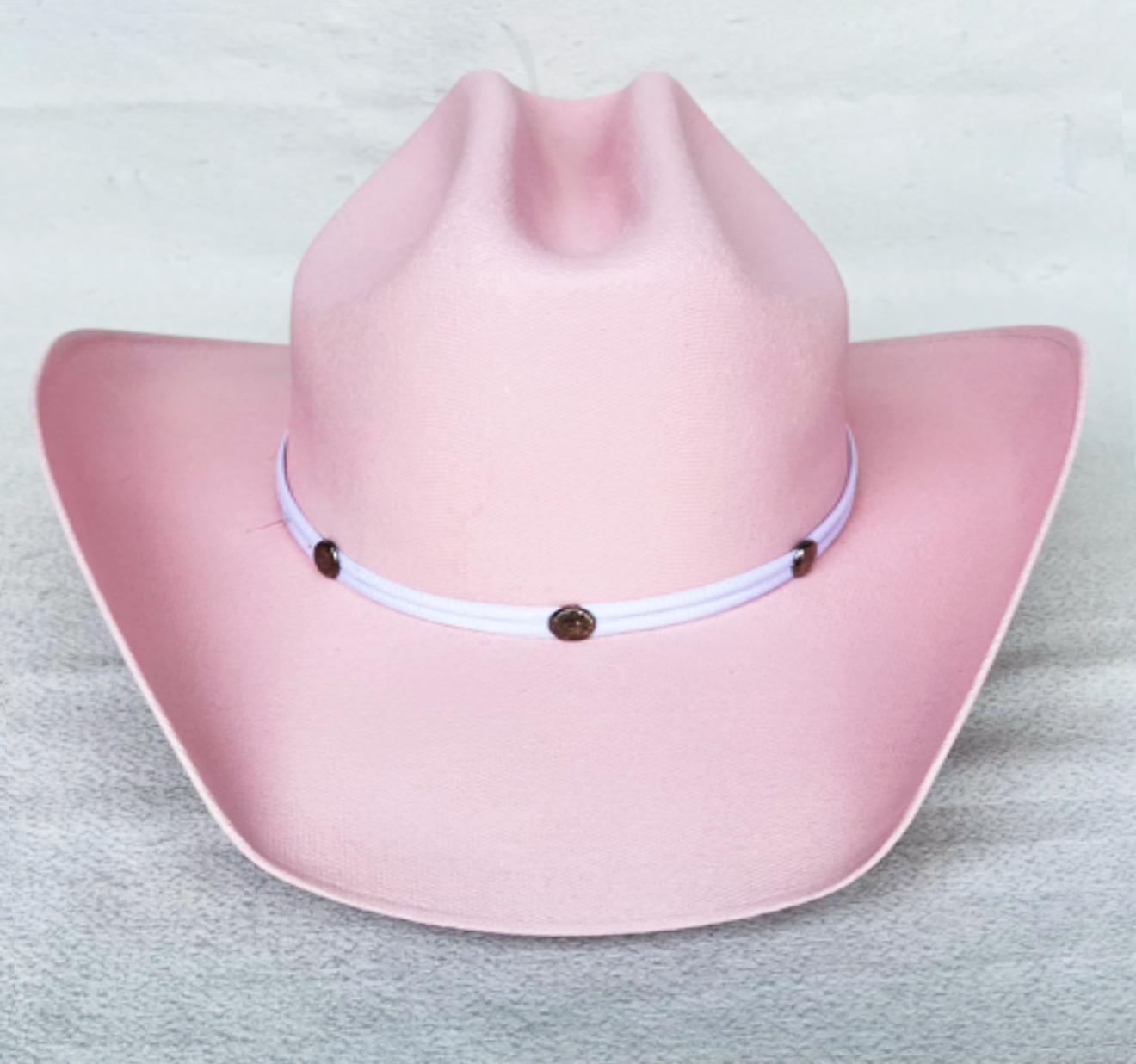 Pink Canvas American Hat with white lace four-way end